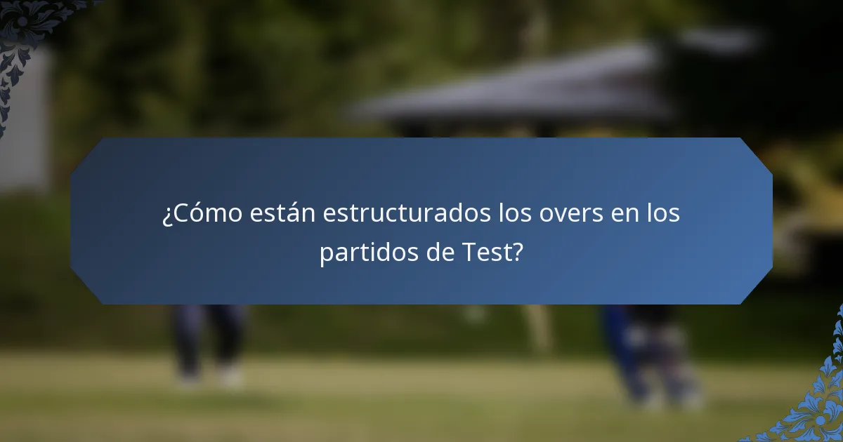 ¿Cómo están estructurados los overs en los partidos de Test?