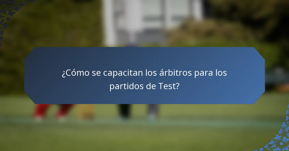 ¿Cómo se capacitan los árbitros para los partidos de Test?