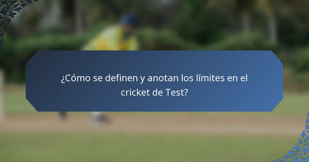 ¿Cómo se definen y anotan los límites en el cricket de Test?